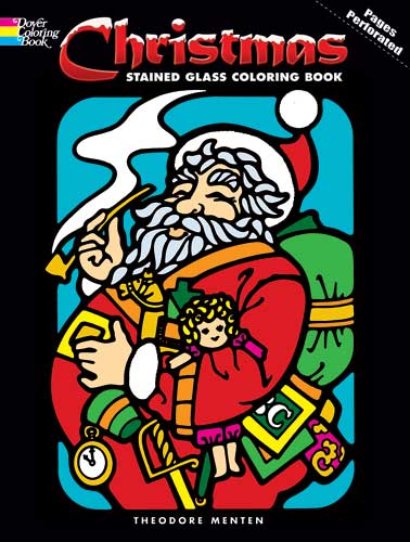 Christmas coloring stained glass designs