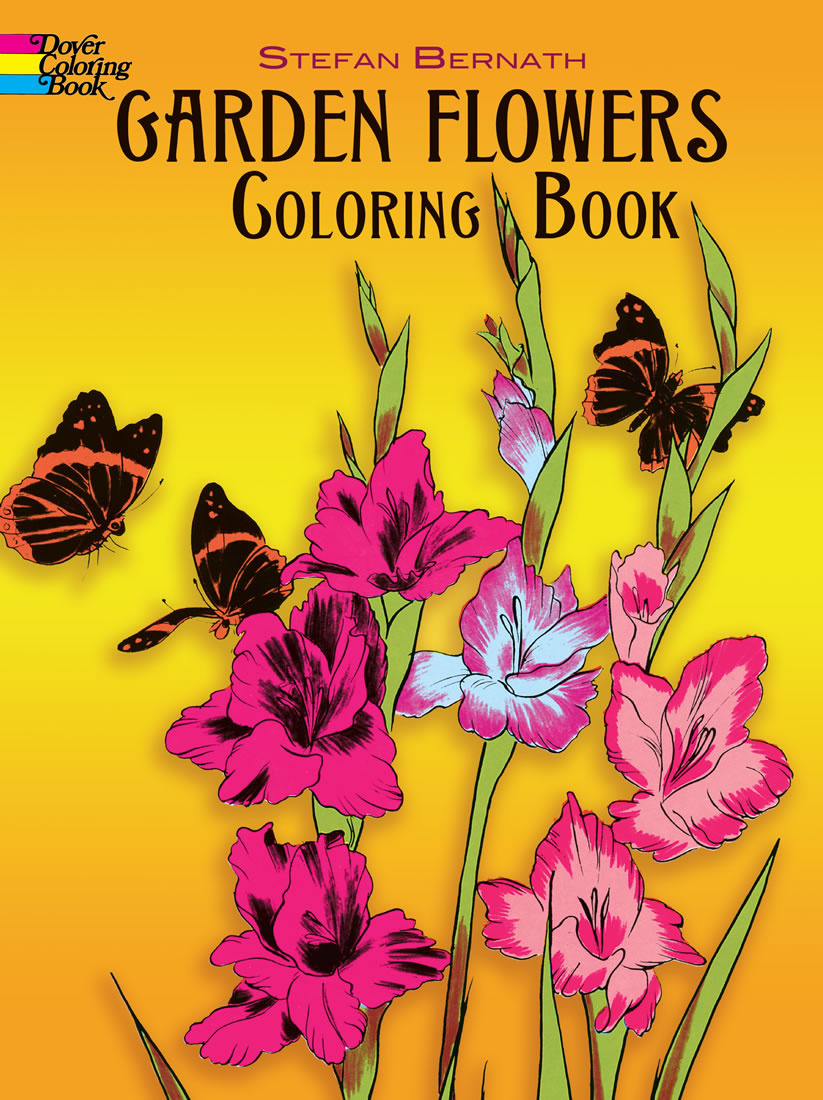Adult coloring garden flowers drawings