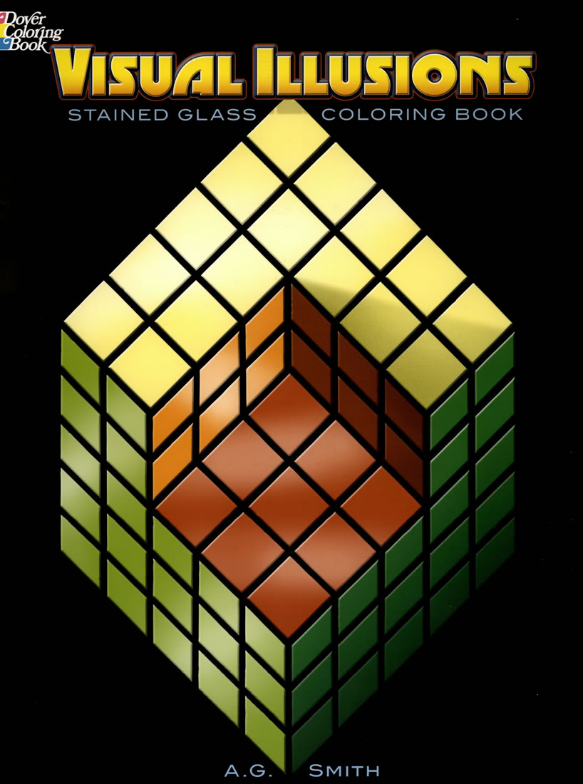 Visual illusions stained glass style coloring book