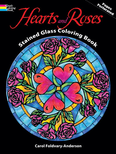 Hearts and roses design coloring book