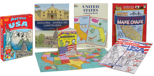 Educational kit USA activitis, crafts, maps and puzzles