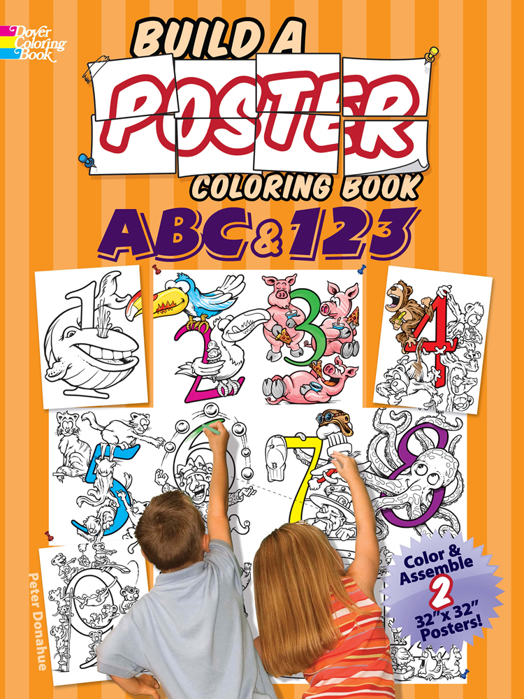 Letters and Numbers giant poster coloring activity for adults and children