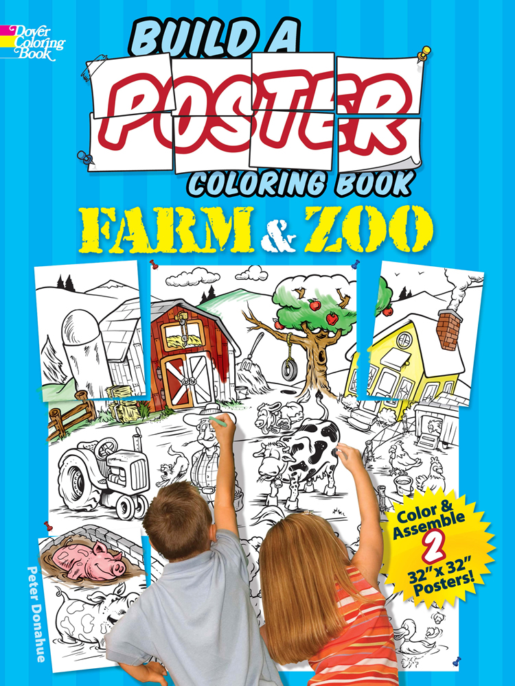 Farm and Zoo Animals poster coloring kit