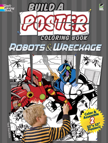 Robots mural coloring poster activity book