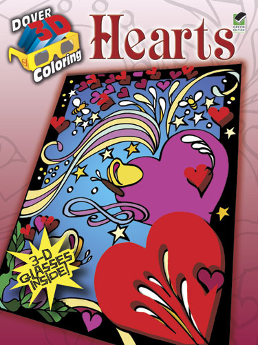 3d Hearts coloring book for teens and adults