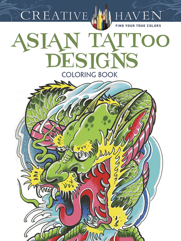fantastic asian tattoo coloring for adults