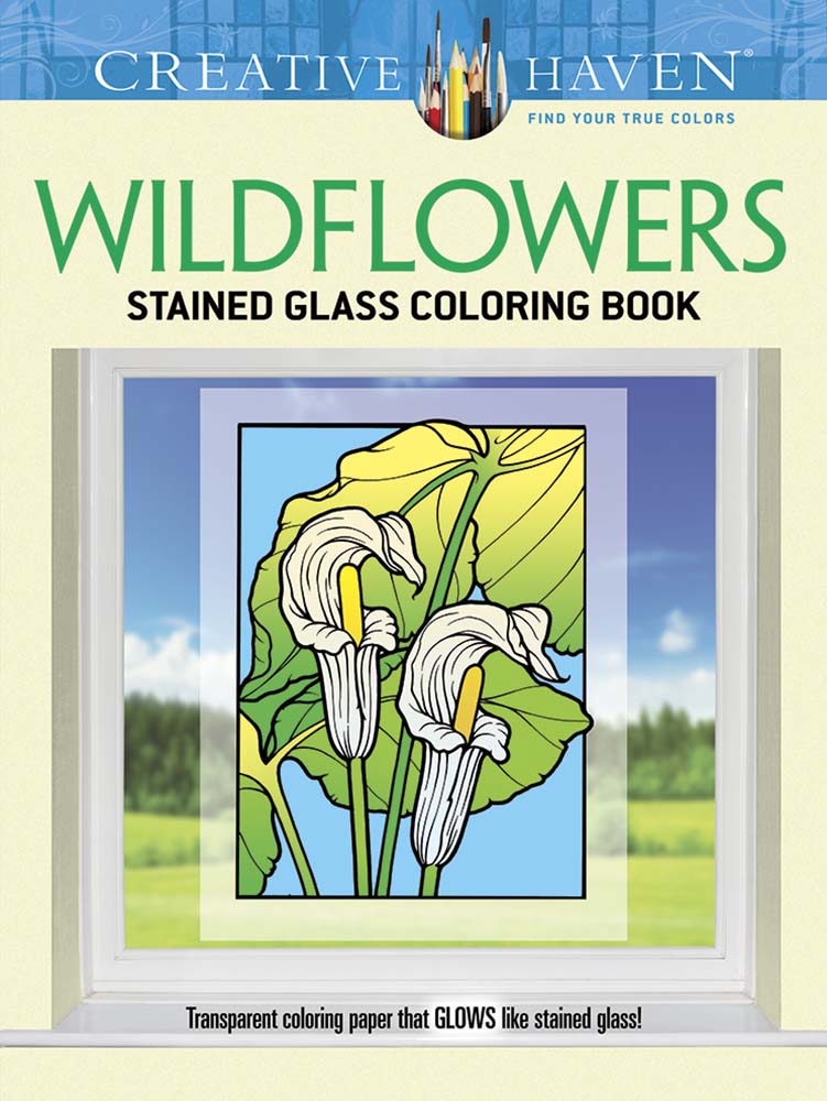 Creative Haven adult coloring book wildflowers stained glass