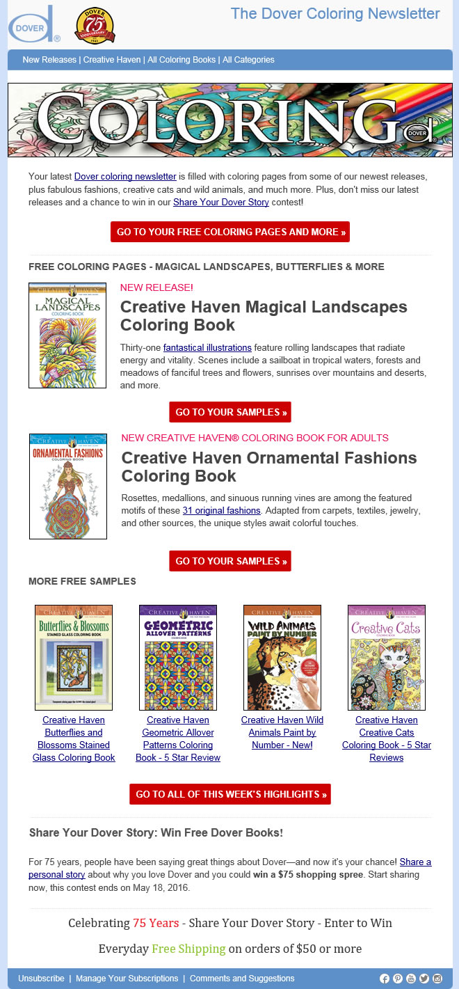 The Dover Coloring Newsletter