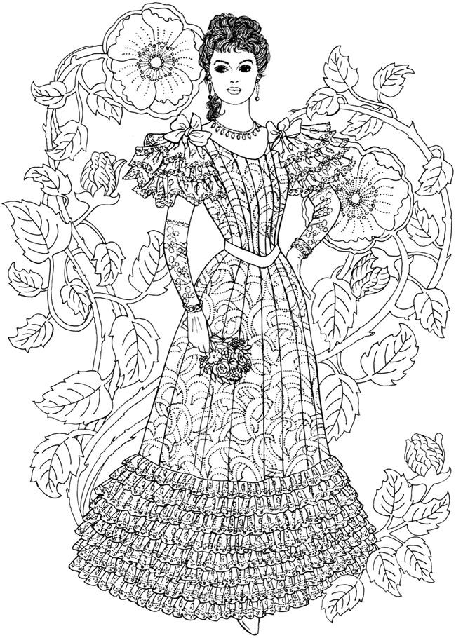 old fashioned girls coloring pages - photo #11