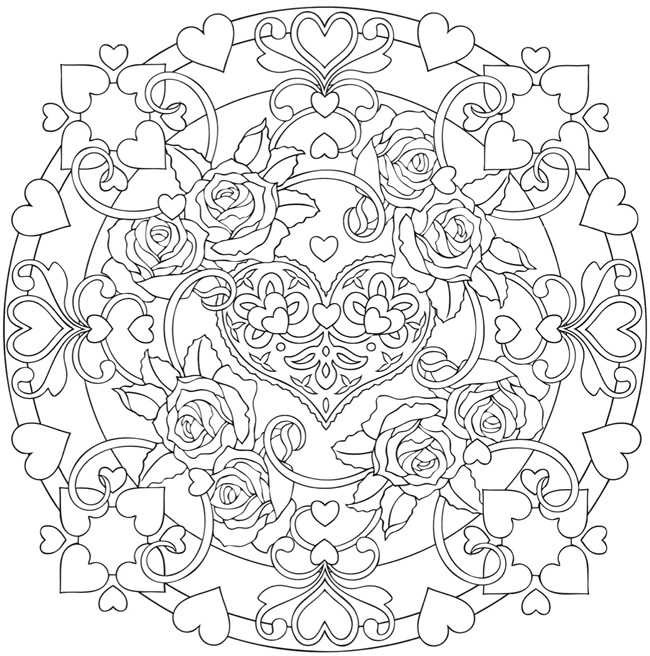 mandala roses coloring pages - photo #10