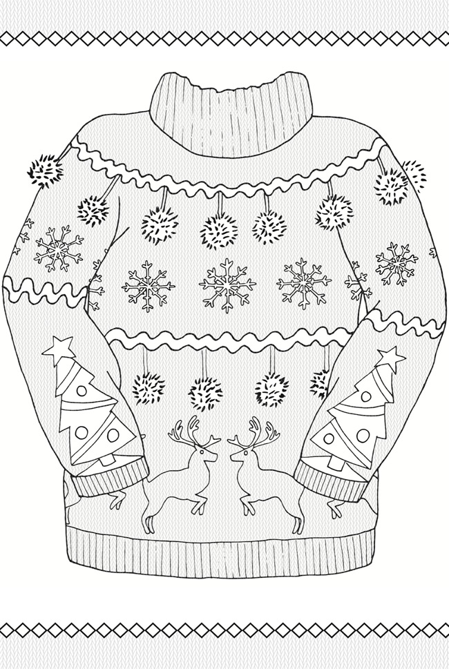Ugly Christmas Sweater Coloring Sheet Coloring Pages