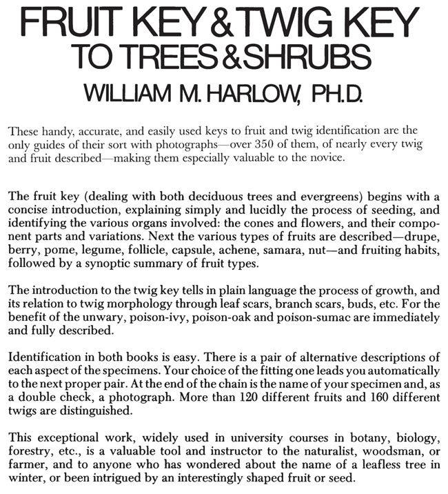 Fruit Key and Twig Key to Trees and Shrubs