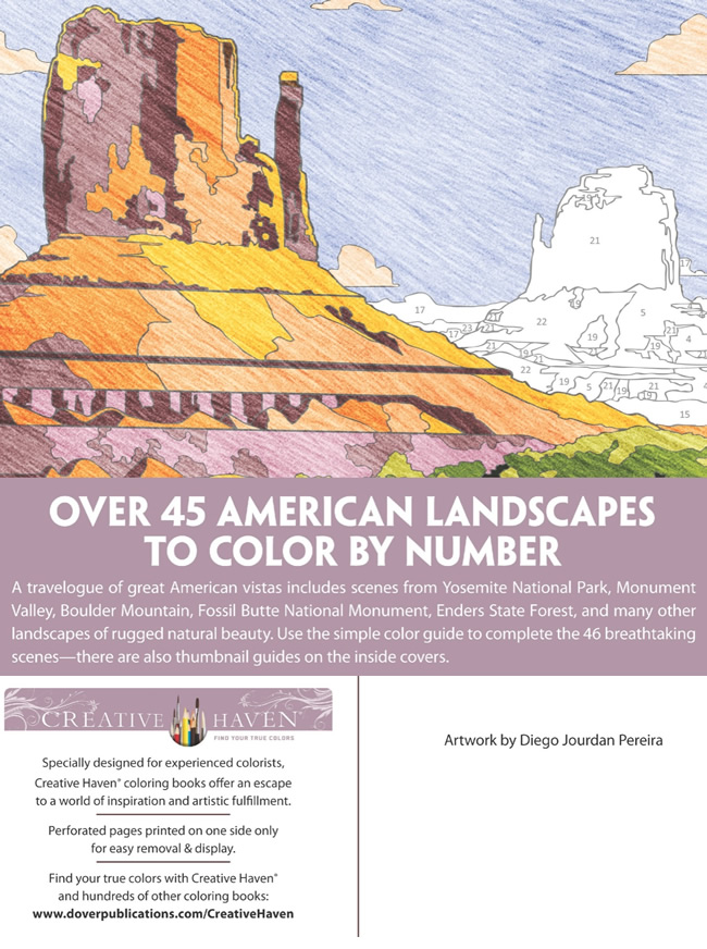 Welcome To Dover Publications, American Landscapes Color By Number